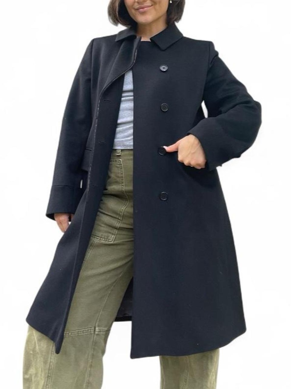 Vintage black wool trench coat